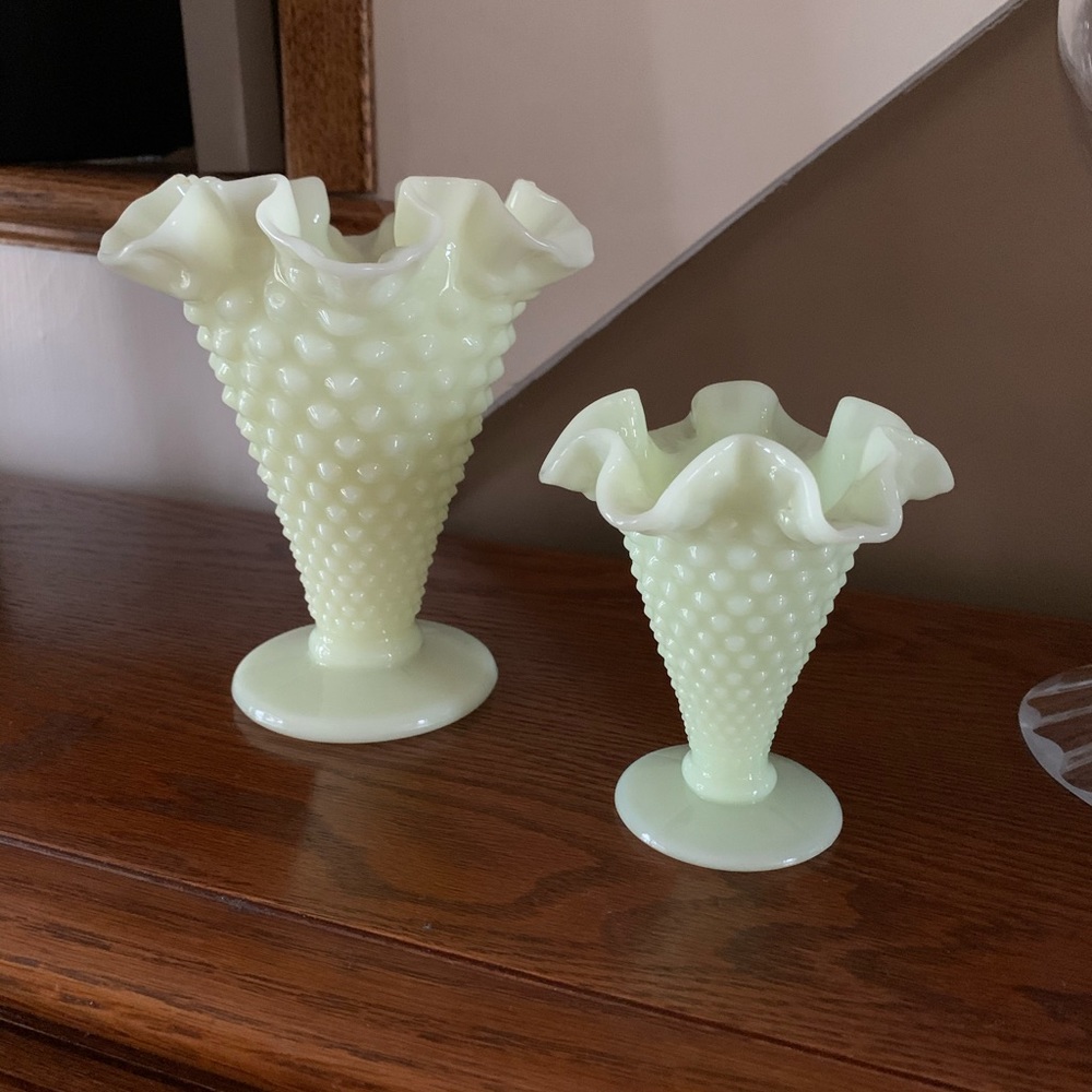 Fenton Hobnail Trumpet Vases